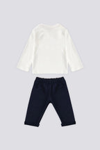 U.S. Polo Assn., Set de jacheta pufoasa, bluza si pantaloni de trening, Alb, Albastru ultramarin, Rosu inchis, 80-86 CM