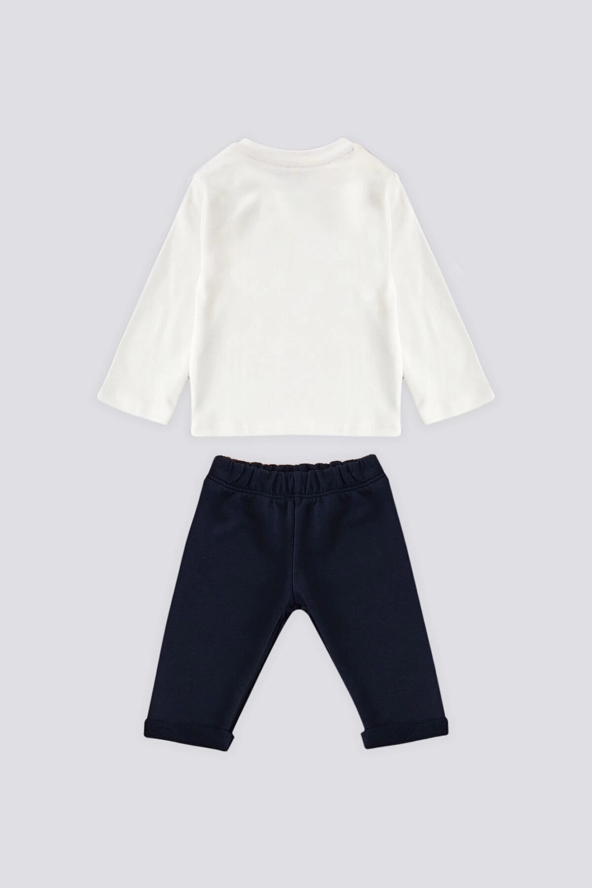 U.S. Polo Assn., Set de jacheta pufoasa, bluza si pantaloni de trening, Alb, Albastru ultramarin, Rosu inchis, 80-86 CM