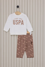 U.S. Polo Assn., Set de bluza de trening si pantaloni cu imprimeu