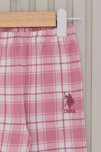 U.S. Polo Assn., Set de pantaloni si bluza de bumbac - 2 piese, Alb, Roz pastel, 98 CM