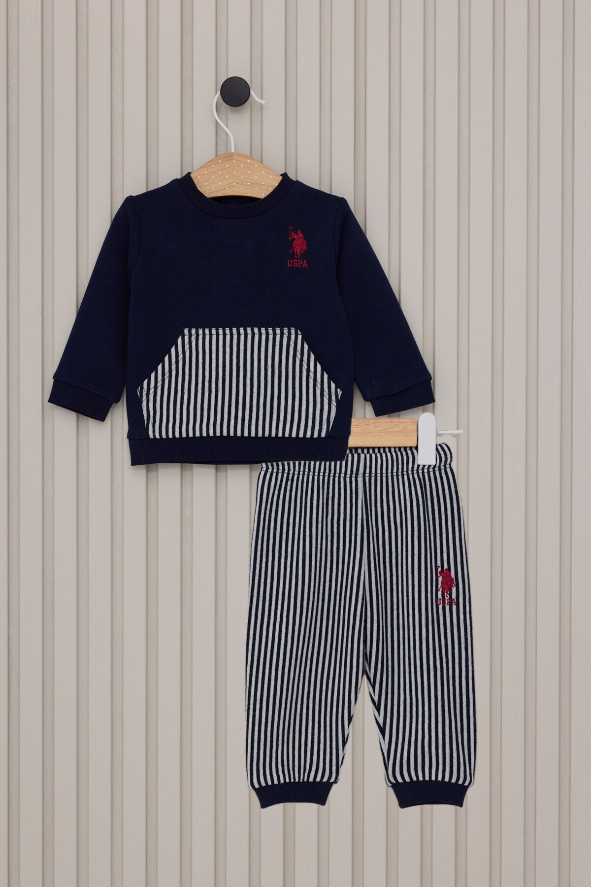 U.S. Polo Assn., Set de bluza si pantaloni cu logo - 2 piese