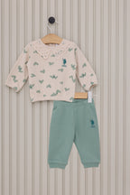 U.S. Polo Assn., Trening cu guler brodat, Verde pal, Crem, 68-74 CM