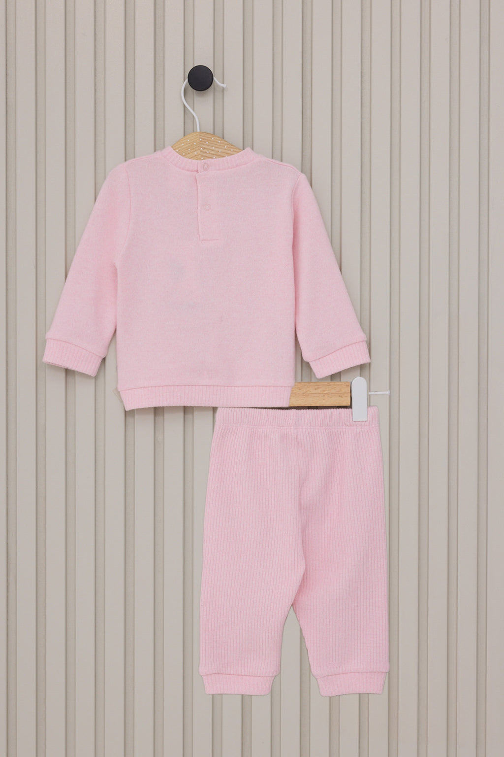 U.S. Polo Assn., Set de bluza si pantaloni din amestec de bumbac, Roz, Roz pal, 74-80 CM
