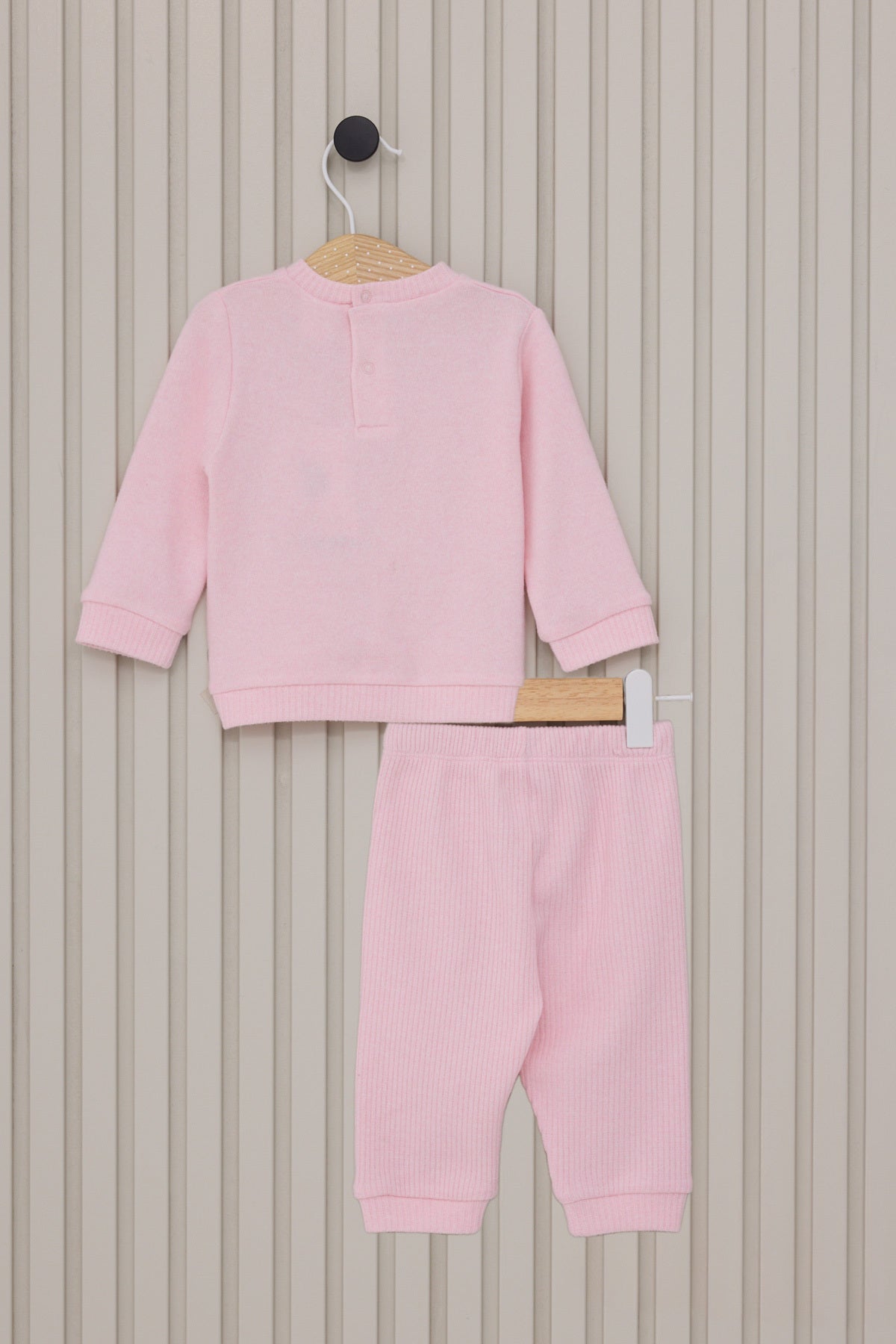 U.S. Polo Assn., Set de bluza si pantaloni din amestec de bumbac, Roz, Roz pal, 74-80 CM