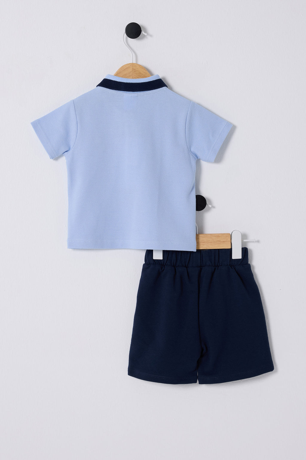 U.S. Polo Assn., Set de tricou polo si pantaloni scurti - 2 piese, Albastru deschis, Bleumarin, 92-98 CM
