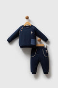 U.S. Polo Assn., Trening cu logo brodat, Bej, Bleumarin, 98 CM