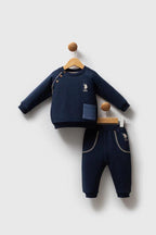 U.S. Polo Assn., Trening cu logo brodat, Bej, Bleumarin, 98 CM