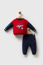 U.S. Polo Assn. Set doua piese pentru baieti, Rosu, 9-12 luni, 74-80 CM