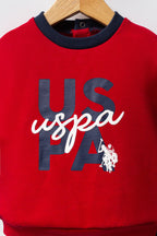 U.S. Polo Assn. Set doua piese pentru baieti, Rosu, 9-12 luni, 74-80 CM