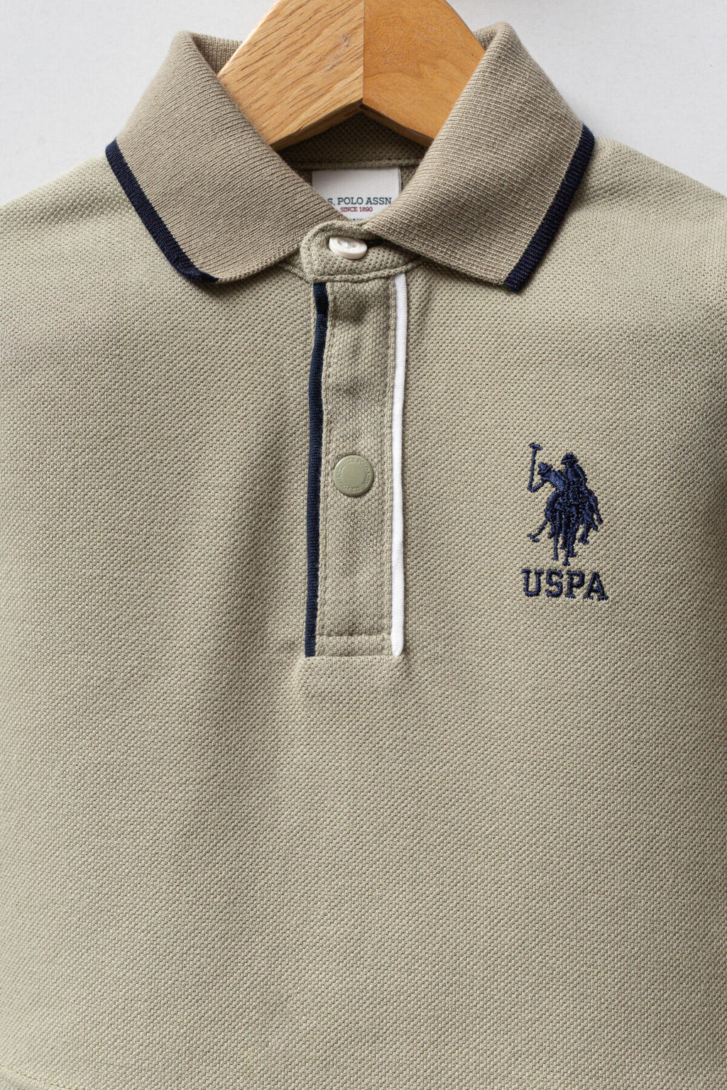 U.S. Polo Assn., Set de bluza polo din bumbac si pantaloni de trening relaxed-fit - 2 piese, Maro taupe deschis, Bleumarin, 74-80 CM