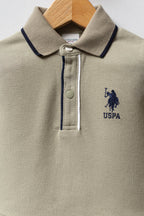 U.S. Polo Assn., Set de bluza polo din bumbac si pantaloni de trening relaxed-fit - 2 piese, Maro taupe deschis, Bleumarin, 74-80 CM