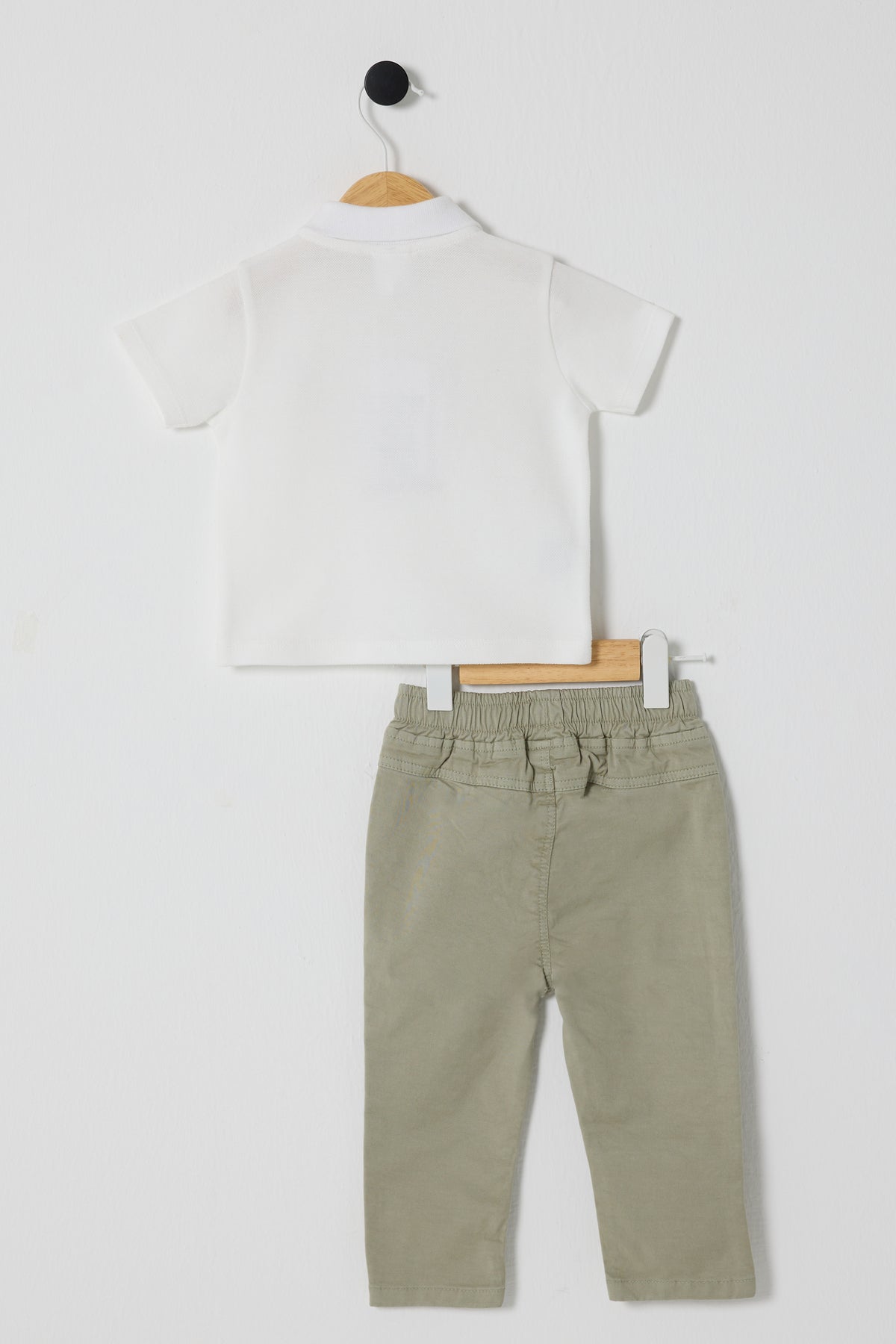 U.S. Polo Assn., Set de tricou polo si blugi - 2 Piese, Verde pal, Alb optic, 74-80 CM