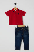 U.S. Polo Assn., Set de tricou polo si blugi - 2 Piese