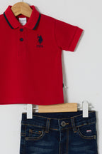 U.S. Polo Assn., Set de tricou polo si blugi - 2 Piese