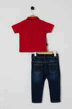 U.S. Polo Assn., Set de tricou polo si blugi - 2 Piese