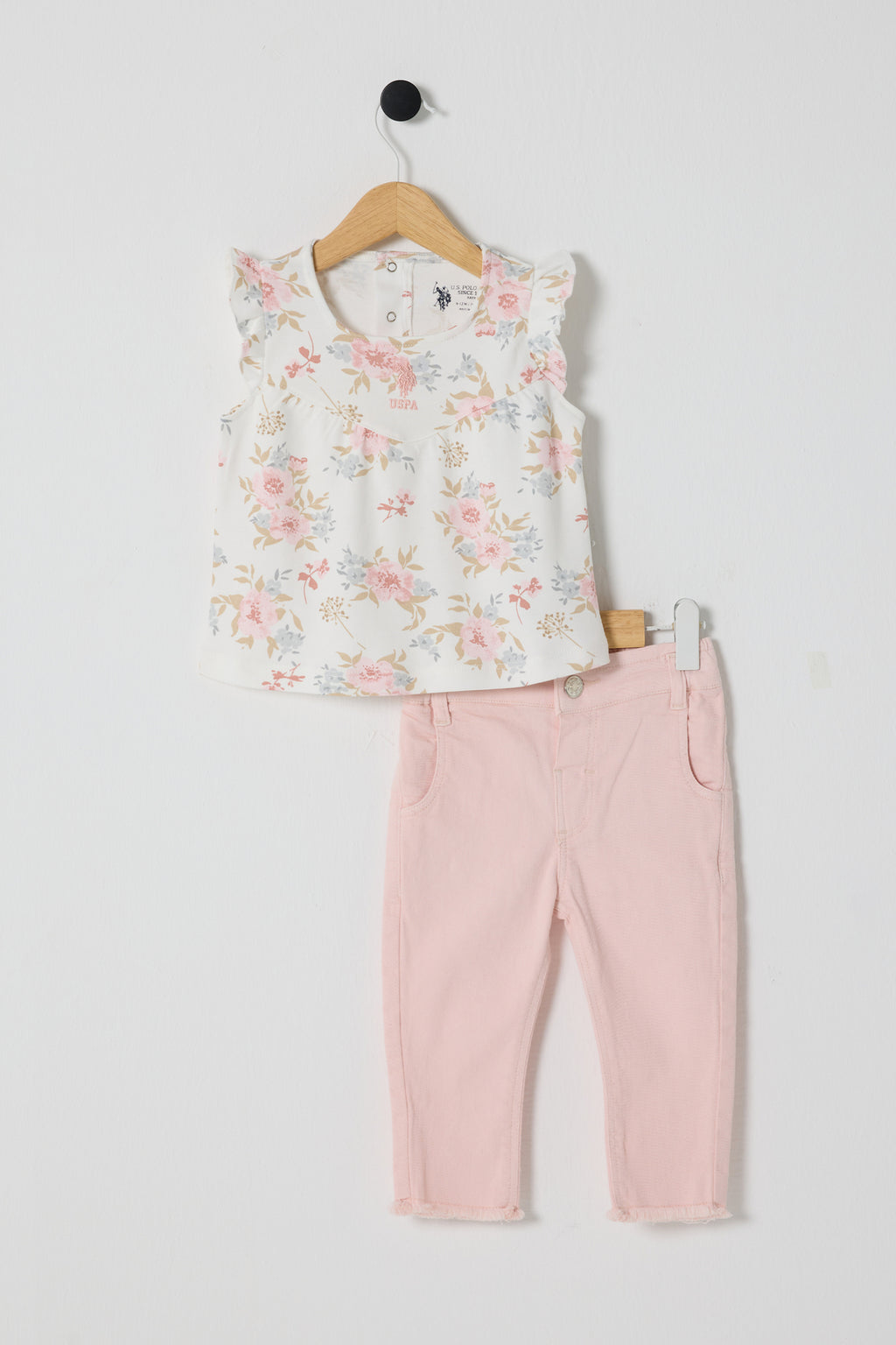 U.S. Polo Assn., Set de tricou cu imprimeu floral si pantaloni scurti - 2 Piese