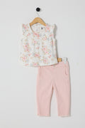 U.S. Polo Assn., Set de tricou cu imprimeu floral si pantaloni scurti - 2 Piese