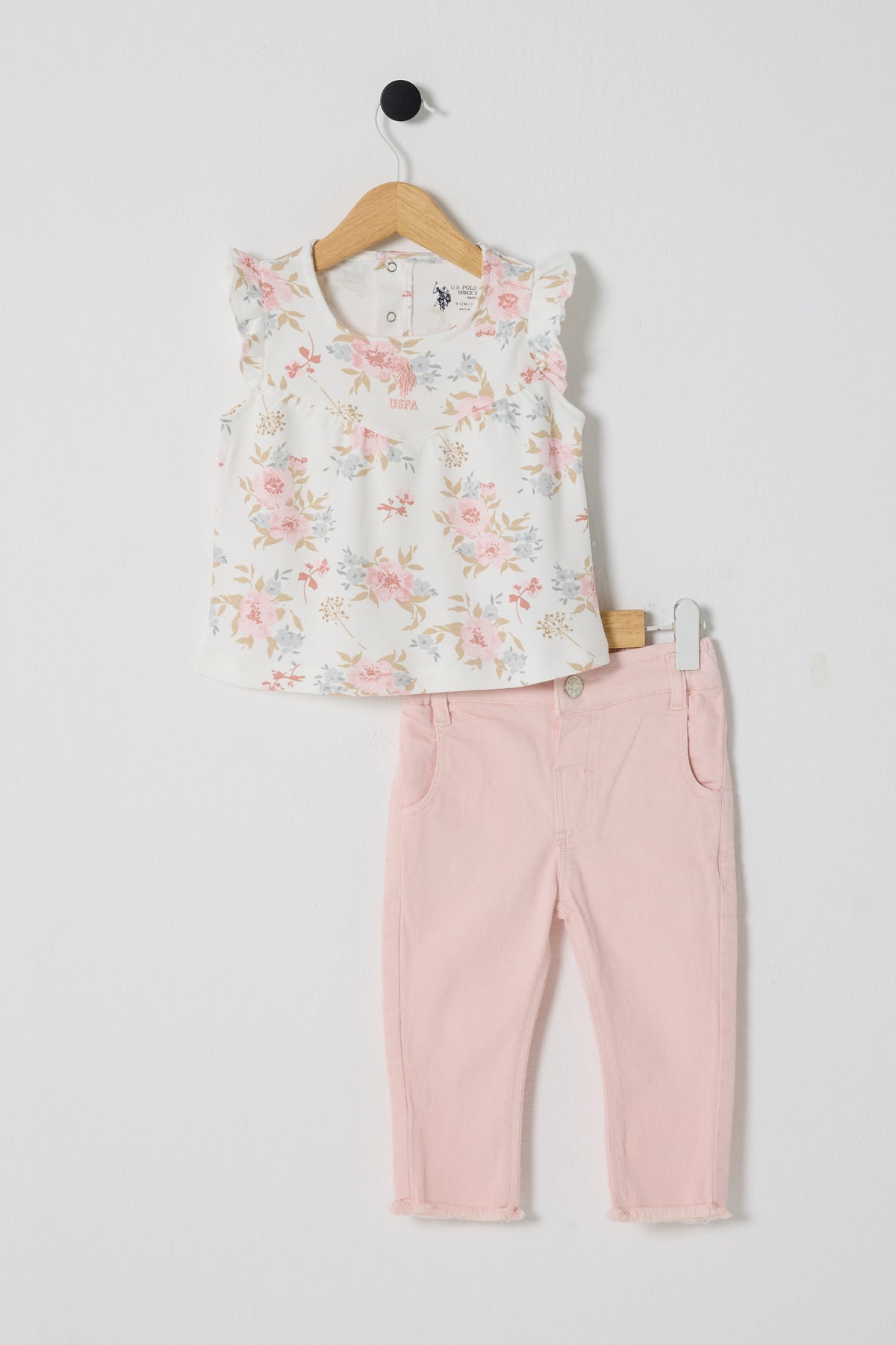 U.S. Polo Assn., Set de tricou cu imprimeu floral si pantaloni scurti - 2 Piese