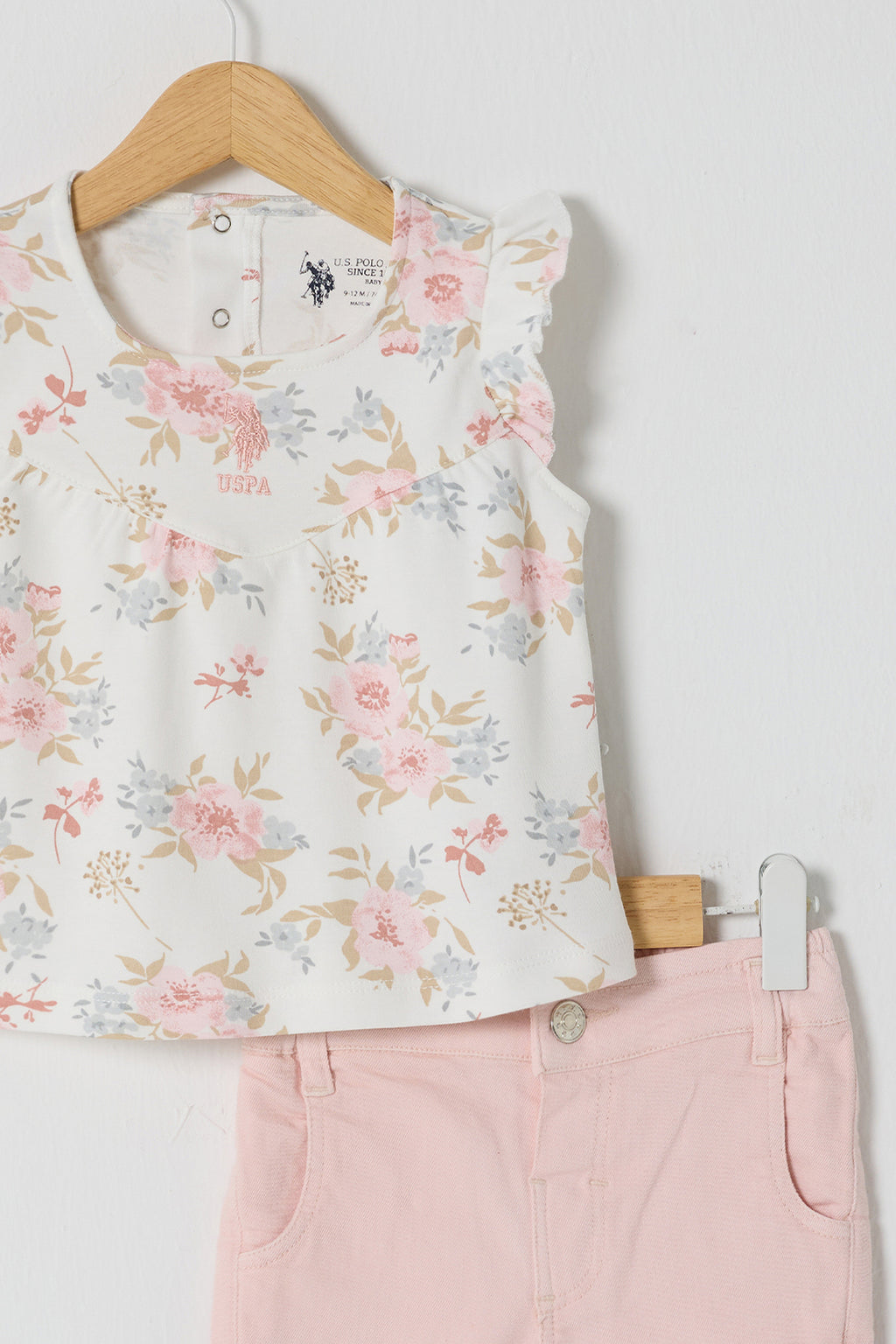 U.S. Polo Assn., Set de tricou cu imprimeu floral si pantaloni scurti - 2 Piese