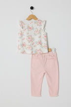U.S. Polo Assn., Set de tricou cu imprimeu floral si pantaloni scurti - 2 Piese
