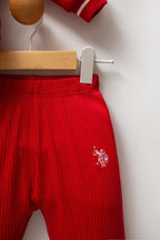 U.S. Polo Assn., Set de bluza de trening si pantaloni sport de bumbac, Rosu, 86-92 CM