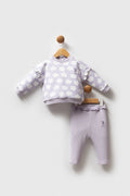U.S. Polo Assn., Set de bluza de trening cu model floral si pantaloni uni, 2 piese, Alb, Violet deschis, 98 CM