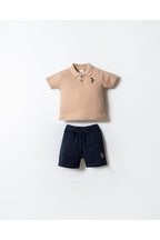 U.S. Polo Assn. Set doua piese cu tricou si pantaloni scurti pentru baieti, Bej