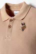 U.S. Polo Assn. Set doua piese cu tricou si pantaloni scurti pentru baieti, Bej