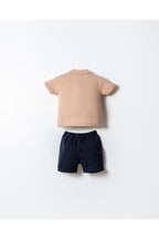 U.S. Polo Assn. Set doua piese cu tricou si pantaloni scurti pentru baieti, Bej