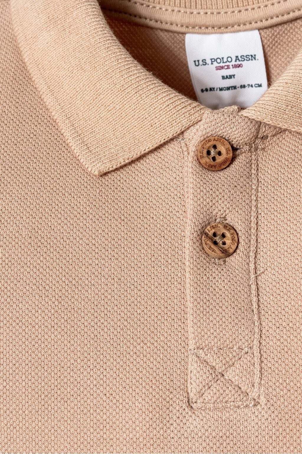 U.S. Polo Assn. Set doua piese cu tricou si pantaloni scurti pentru baieti, Bej