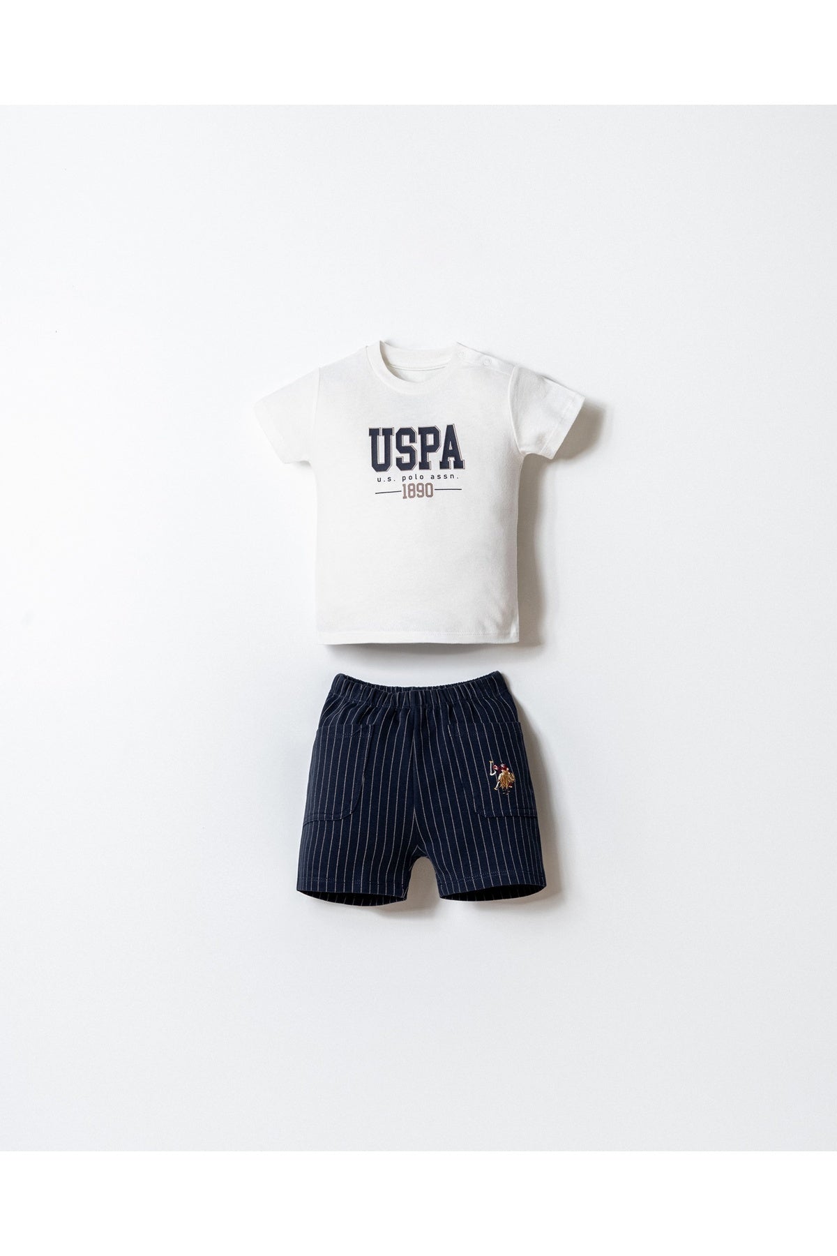 U.S. Polo Assn., Set de tricou cu imprimeu si pantaloni scurti - 2 piese