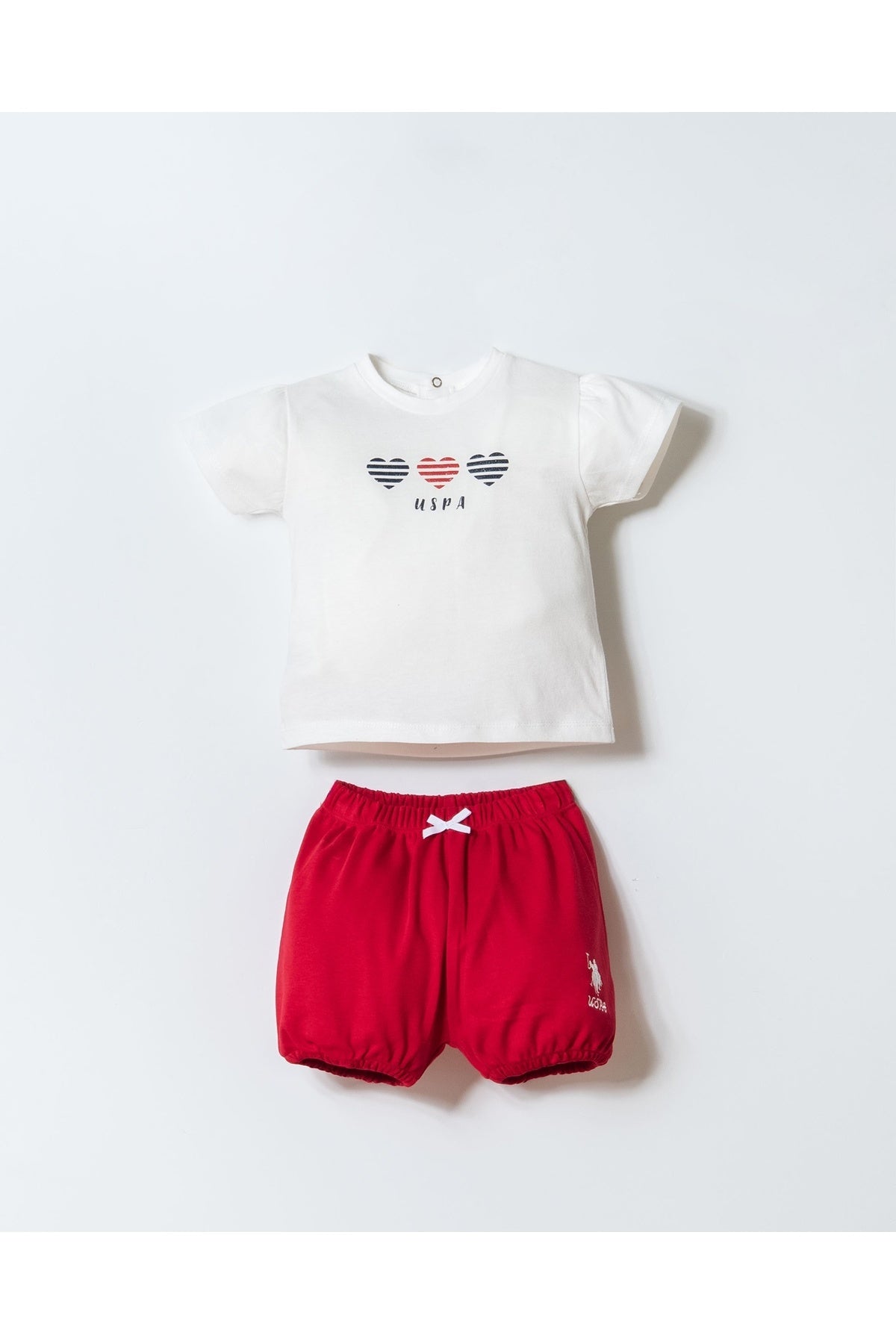 U.S. Polo Assn., Set de tricou cu imprimeu logo si pantaloni scurti