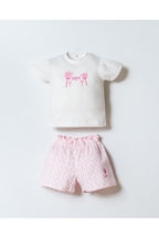 U.S. Polo Assn. Set doua piese cu tricou si pantaloni scurti pentru fete, Alb