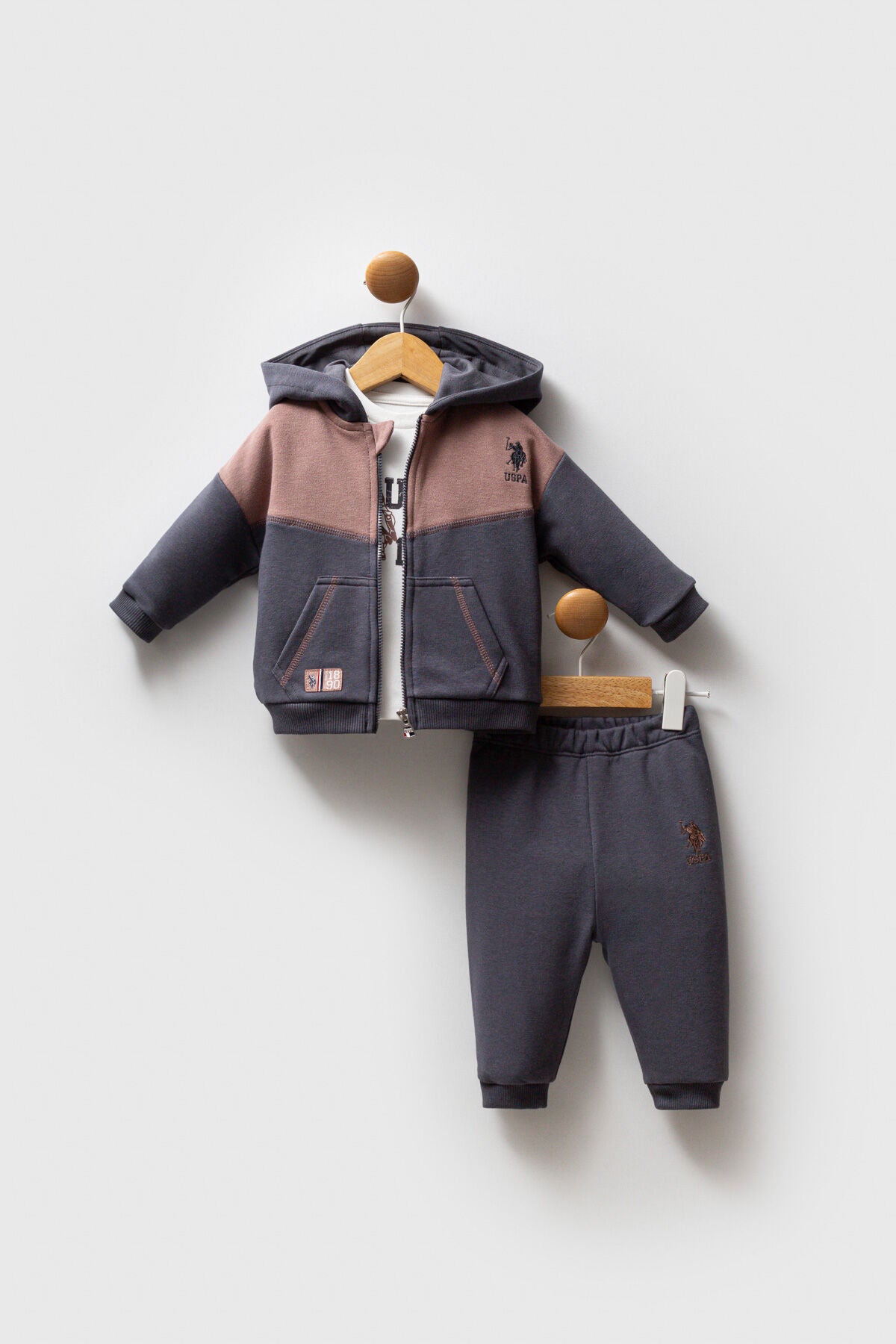 U.S. Polo Assn., Set de imbracaminte cu design colorblock - 3 piese