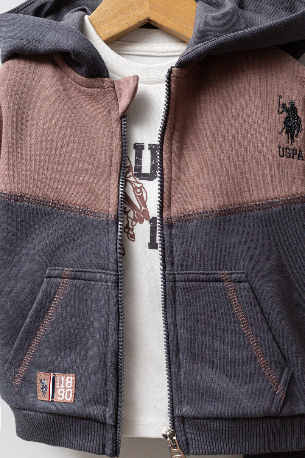 U.S. Polo Assn., Set de imbracaminte cu design colorblock - 3 piese