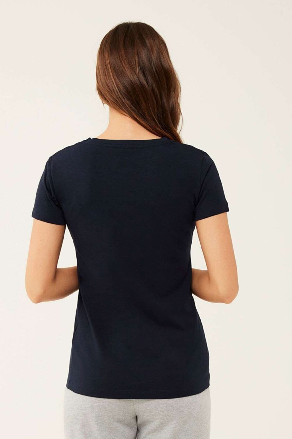 U.S. Polo Assn., Tricou de casa cu decolteu in V si imprimeu logo