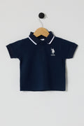 U.S. Polo Assn. Tricou cu guler din bumbac pentru bebelusi