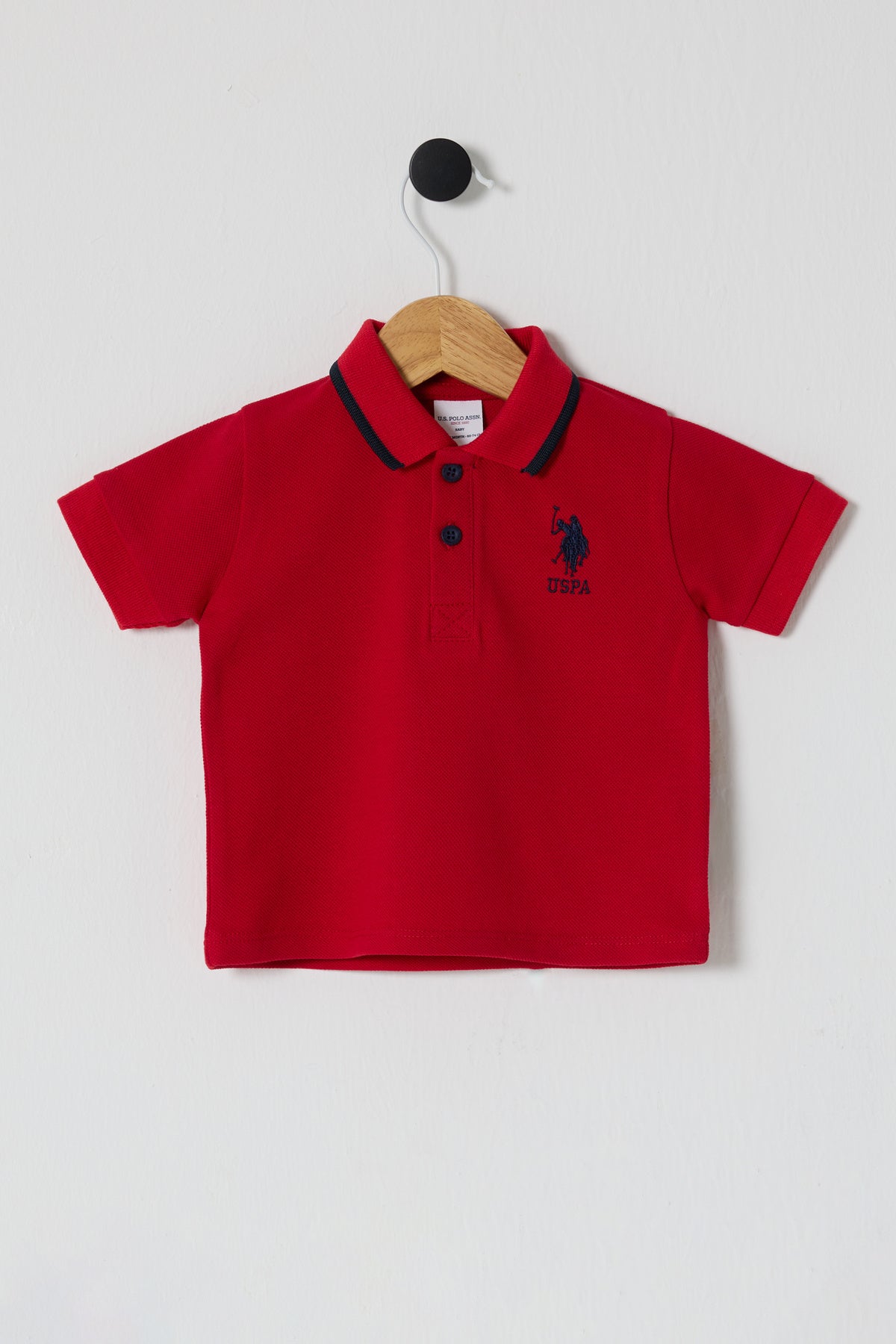 U.S. Polo Assn. Tricou cu guler din bumbac pentru bebelusi