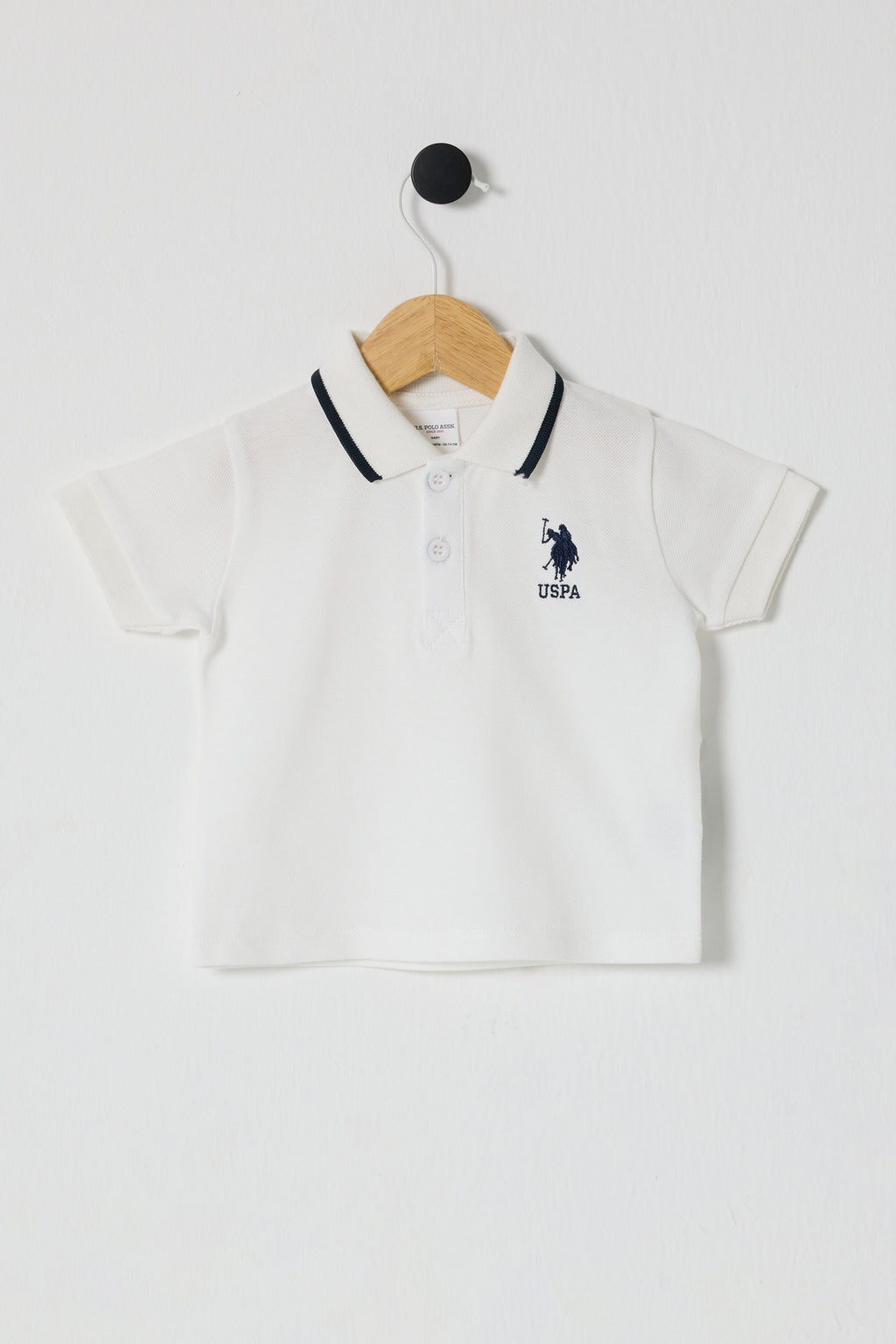 U.S. Polo Assn. Tricou cu guler din bumbac pentru bebelusi