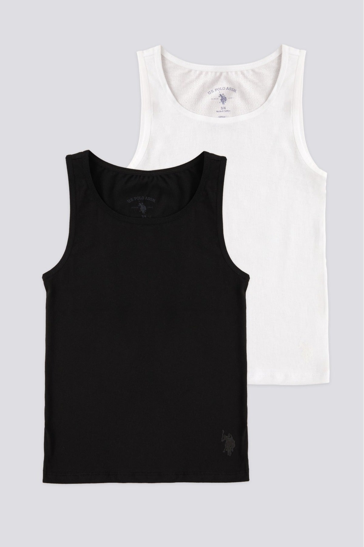 U.S. Polo Assn., Set de topuri de bumbac - 2 piese, Negru, pentru copii