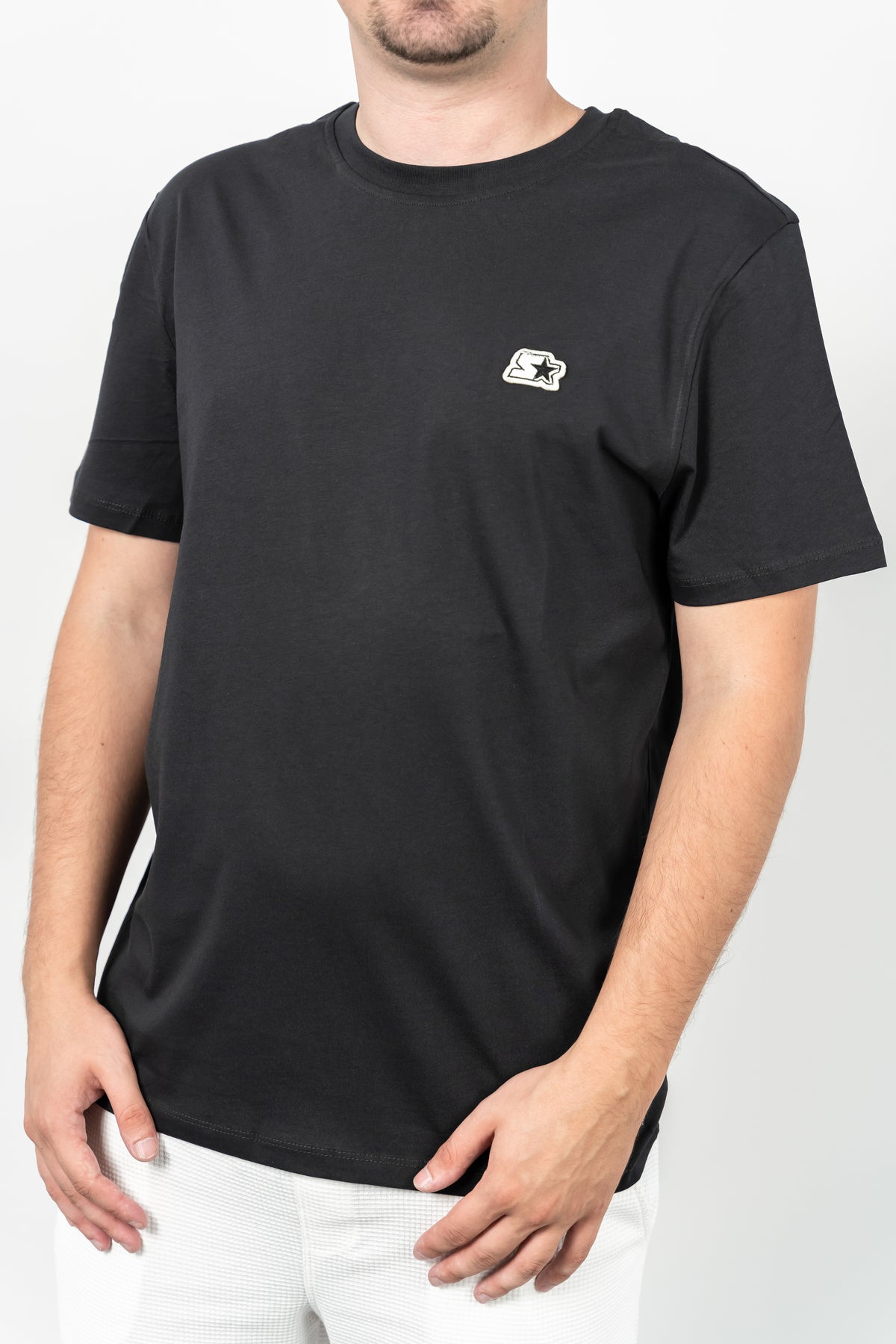 Starter, Tricou cu decolteu la baza gatului, logo discret, regular fit, WARREN, Gri