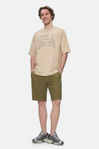 UCLA Tricou cu decolteu la baza gatului, imprimeu cu logo, regular fit, Bej, WEBSTER