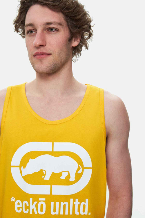 Ecko Unltd. Tricou cu decolteu la baza gatului, imprimeu cu logo, Galben, WILBER