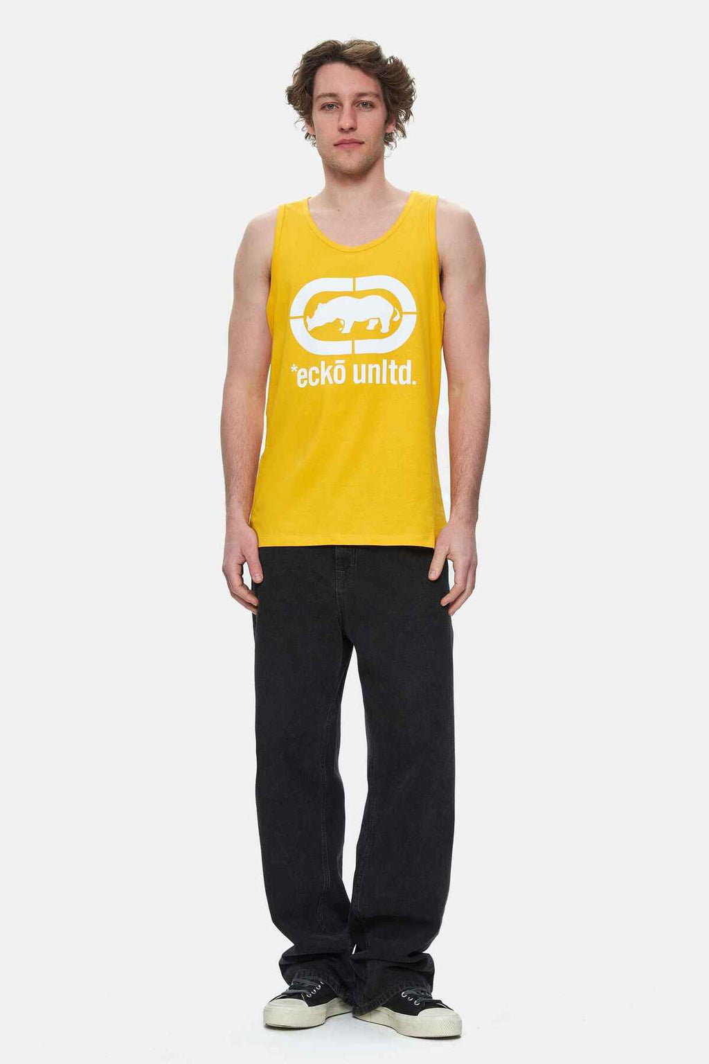 Ecko Unltd. Tricou cu decolteu la baza gatului, imprimeu cu logo, Galben, WILBER