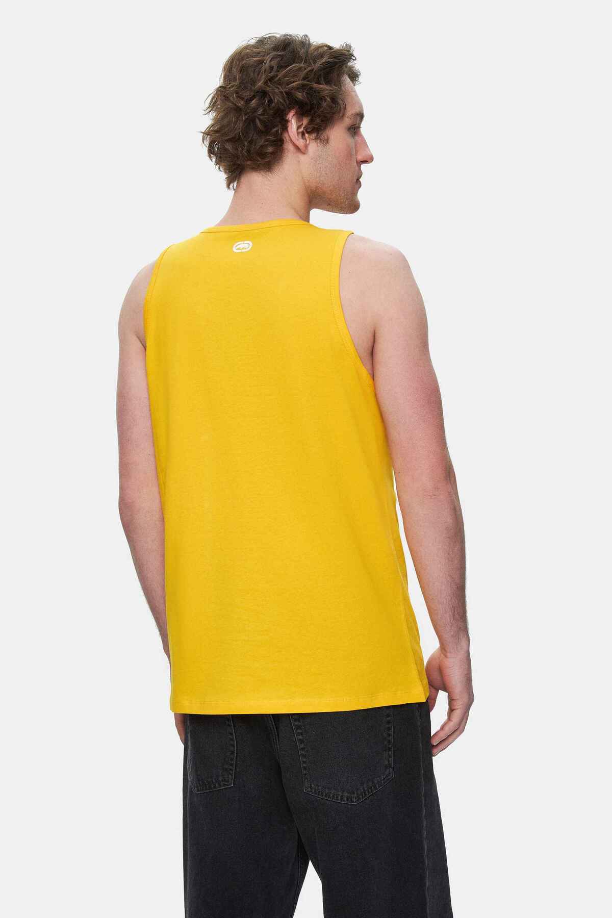 Ecko Unltd. Tricou cu decolteu la baza gatului, imprimeu cu logo, Galben, WILBER