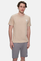 UCLA Tricou cu decolteu la baza gatului, imprimeu cu logo, regular fit, Bej, BASS
