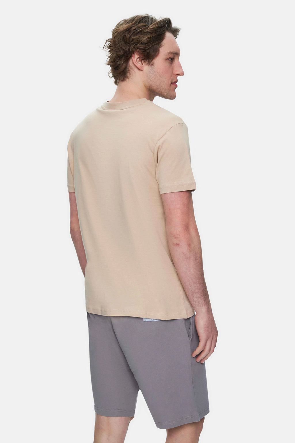 UCLA Tricou cu decolteu la baza gatului, imprimeu cu logo, regular fit, Bej, BASS