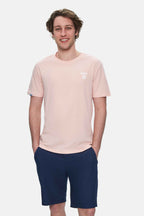 UCLA Tricou cu decolteu la baza gatului, imprimeu cu logo, regular fit, Roz, BASS
