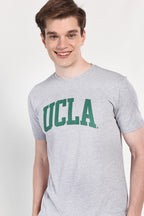UCLA Tricou cu decolteu la baza gatului, imprimeu cu logo, regular fit, Gri, CULVER