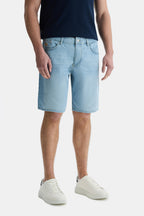 UCLA Pantaloni scurti cu snur si banda elastica in talie, buzunare laterale si imprimeu cu logo discret, LIGHT WASH, DARREL